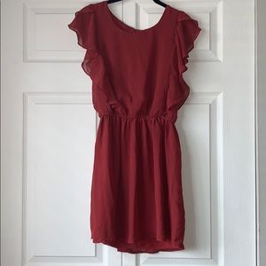 Burgundy ruffle dress